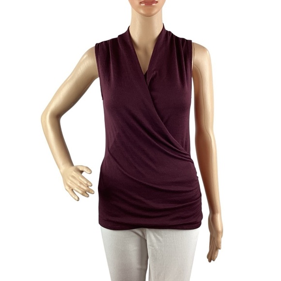 41 Hawthorn Benni Wrap Ruched Top Size XS Petite Burgundy - Picture 1 of 7